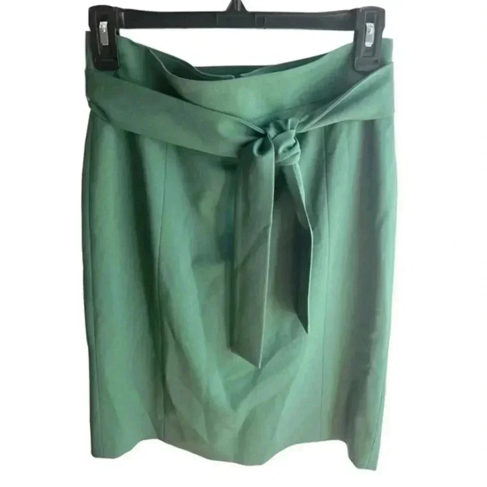 J. Crew Green Tie-Waist Pencil Skirt